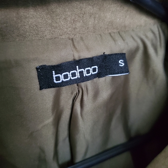 Olive Green Boohoo Faux Leather Moto Jacket - Picture 7 of 7